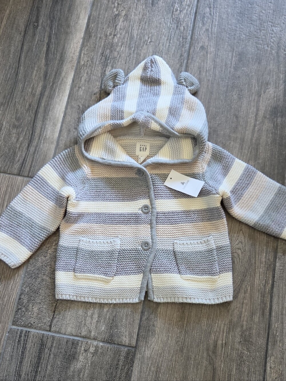 GAP Baby NWT 3-6 Months Striped Hooded Sweater Cardigan